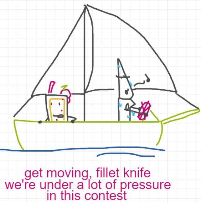 A panel from Ready Oar Knot, episode three of the Board Boards object show by Furretwalk/WalkingFurret.